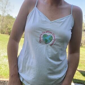 EARTH DAY SHIRT - Light Blue embroidered cami
